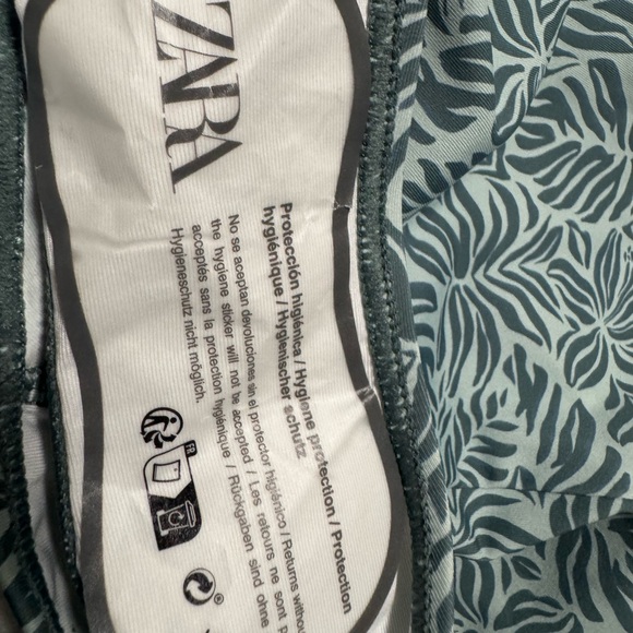 Girls Zara Teal and White Leaf-Print One-Piece Swimsuit - Picture 5 of 6